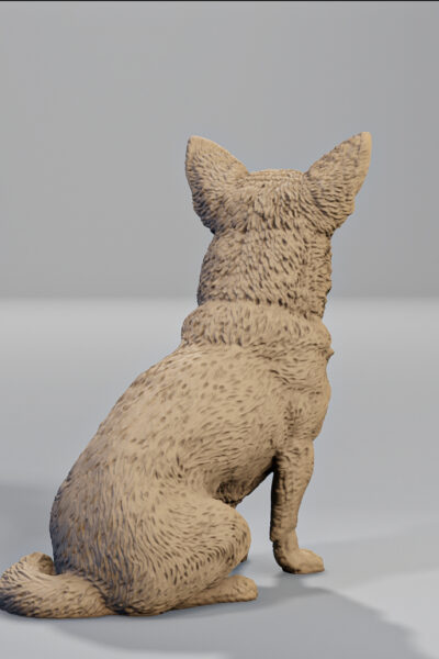 figurka chihuahua z druku 3D, widok z tyłu